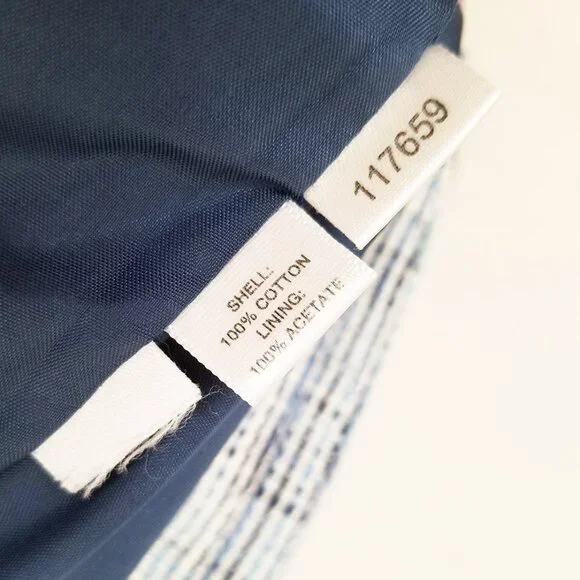 LOFT Ann Taylor Light Blue Tweed 100% Cotton Blazer Jacket 4 Preppy Office Boho - Picture 11 of 15